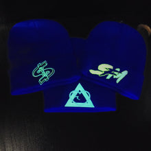 Load image into Gallery viewer, Glow in the Dark Knit Beanie Winter Cuff Hat with Custom Graphic With Digitizing or Text