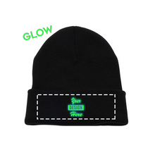 Load image into Gallery viewer, Glow in the Dark Knit Beanie Winter Cuff Hat with Custom Graphic With Digitizing or Text
